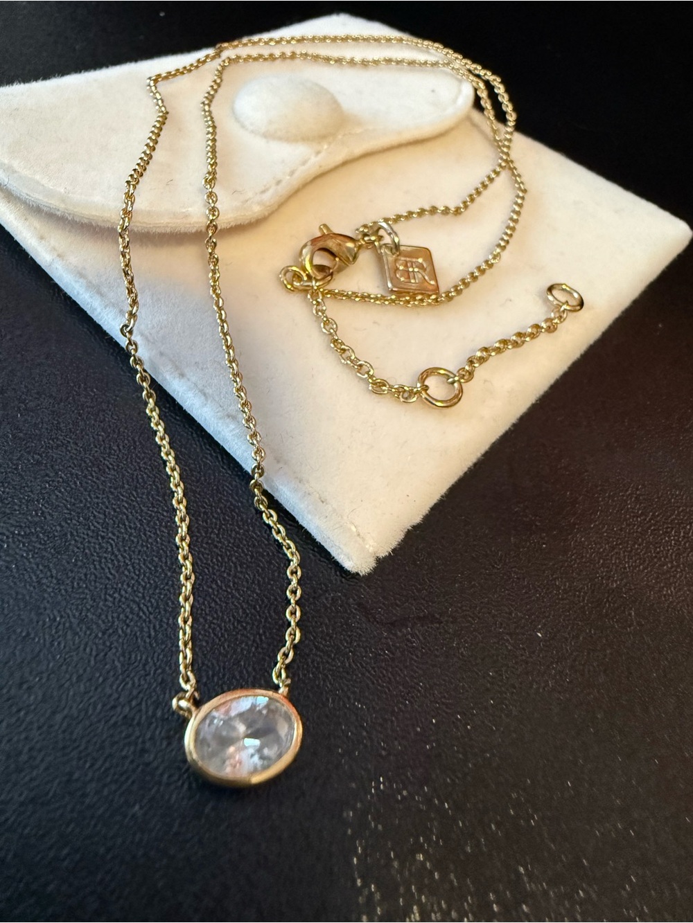 Banana Republic solitaire pendant necklace, featuring an oval-cut crystal